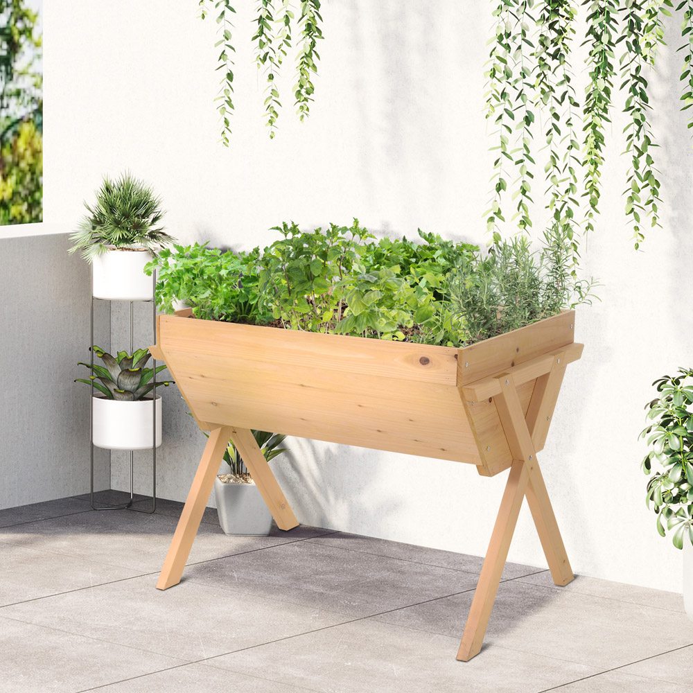 Outsunny Wooden Raised Planter Bed Stand Image 2