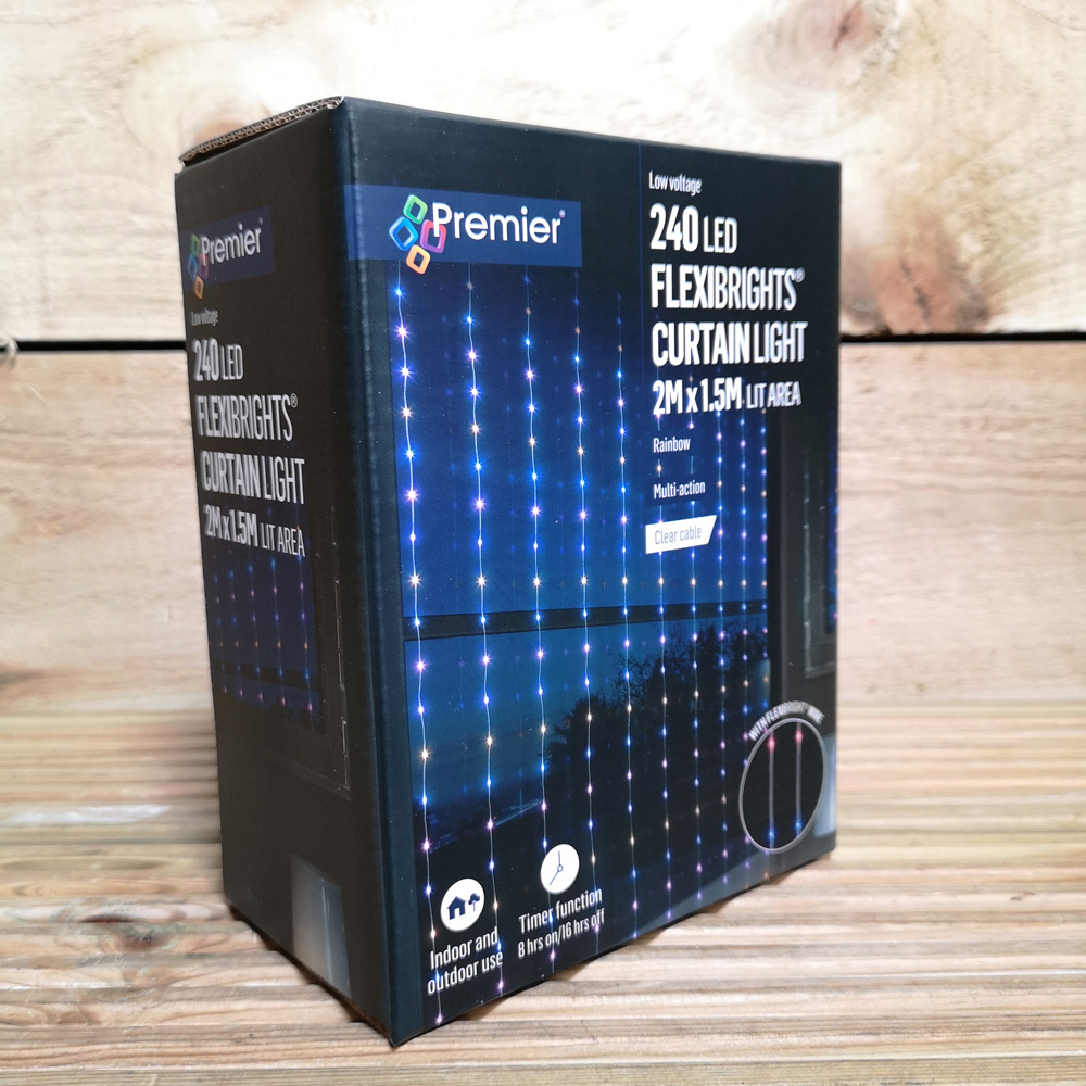 Premier FlexiBrights 240 Rainbow LED Multi-Function Christmas Curtain Light 2 x 1.5m Image 5