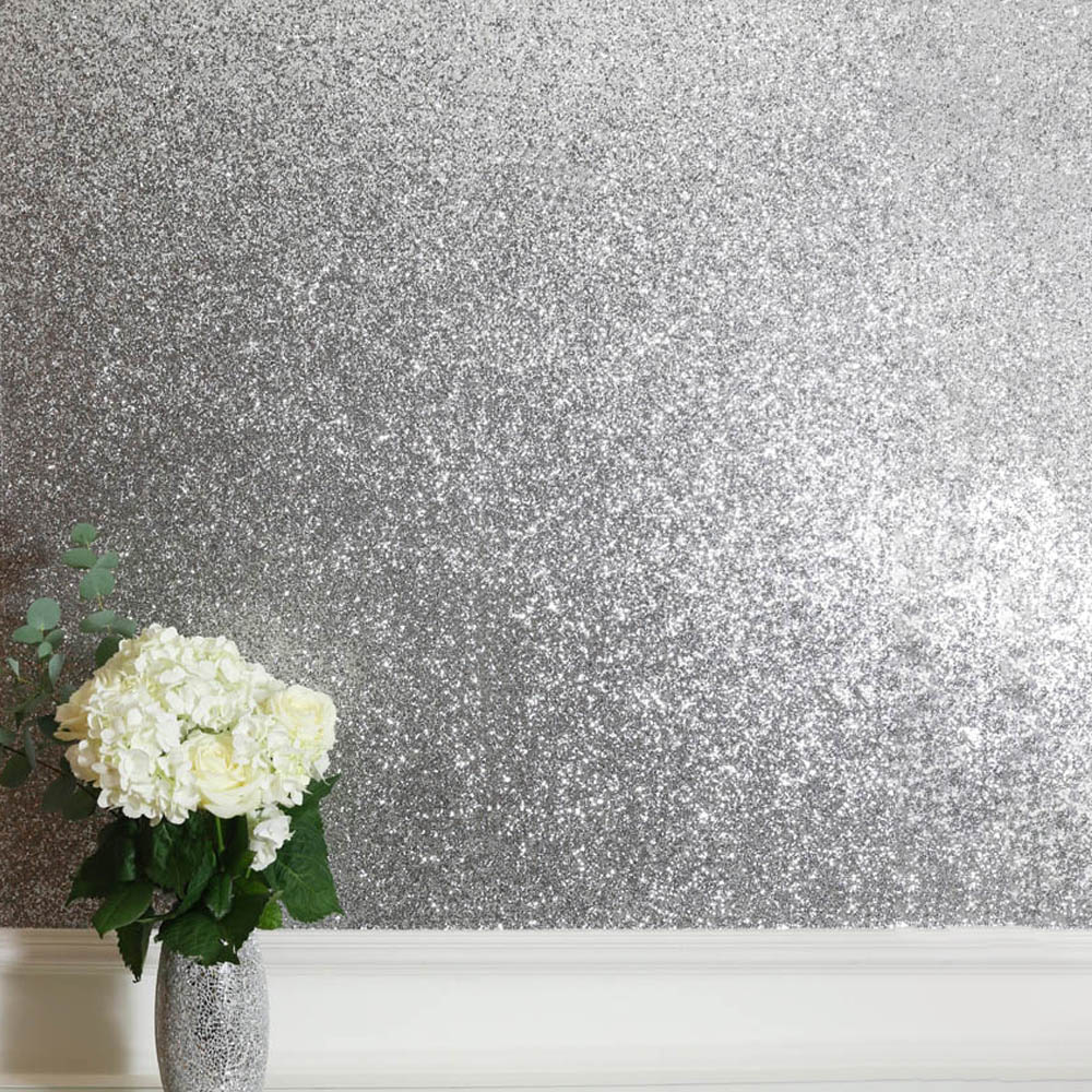 Arthouse Sequin Sparkle Silver Wallpaper Image 4