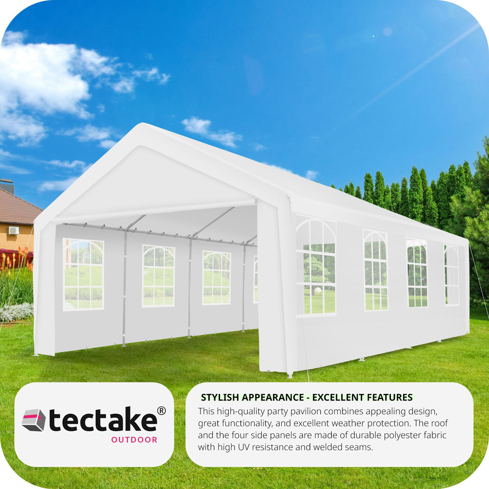 tectake Mammut 8 x 4m White Weather and UV Resistant Panel Gazebo Image 3