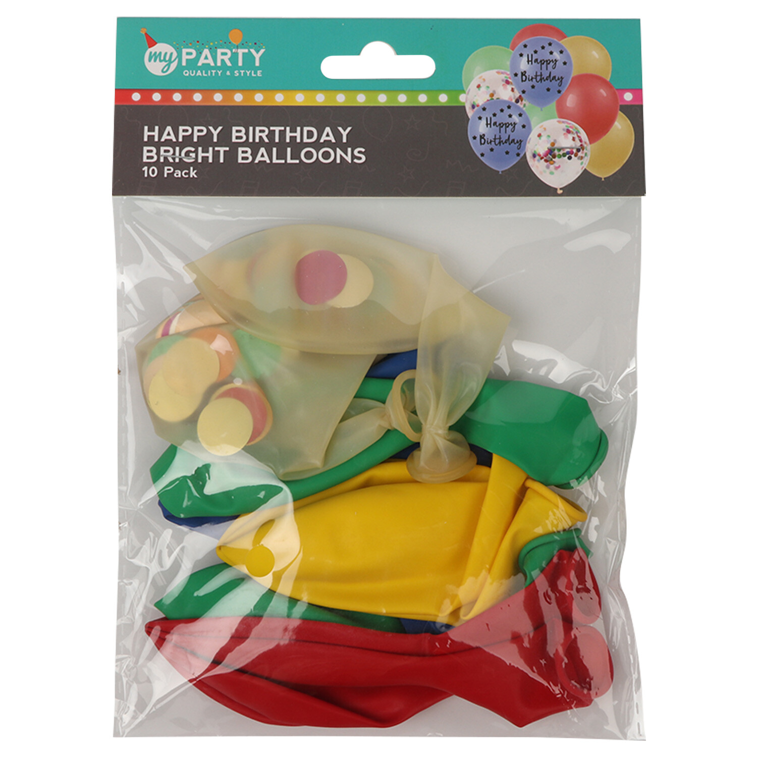 Pack of 10 Happy Birthday Bright Balloons Image