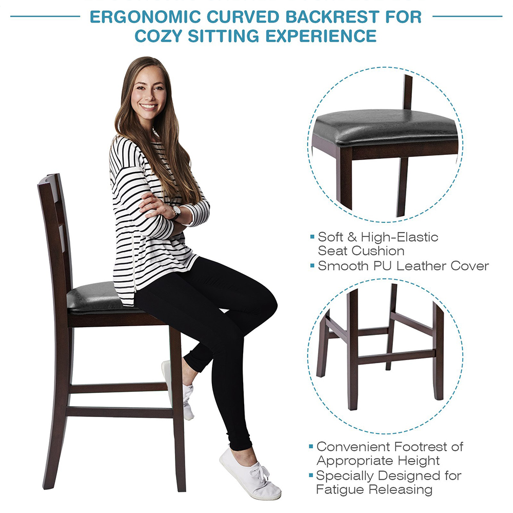 Costway Counter Height Upholstered Bar Stool Set of 2 Image 8