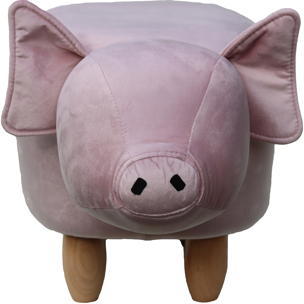 Gardeco Pinky The Pig Pink Velvet Footstool Image 6