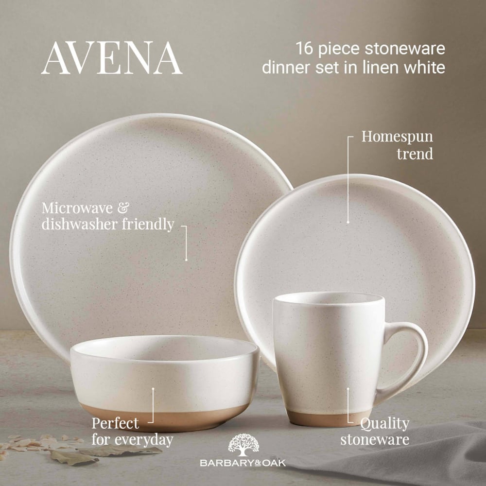 Barbary & Oak Avena White 16 Piece Dinner Set Image 8