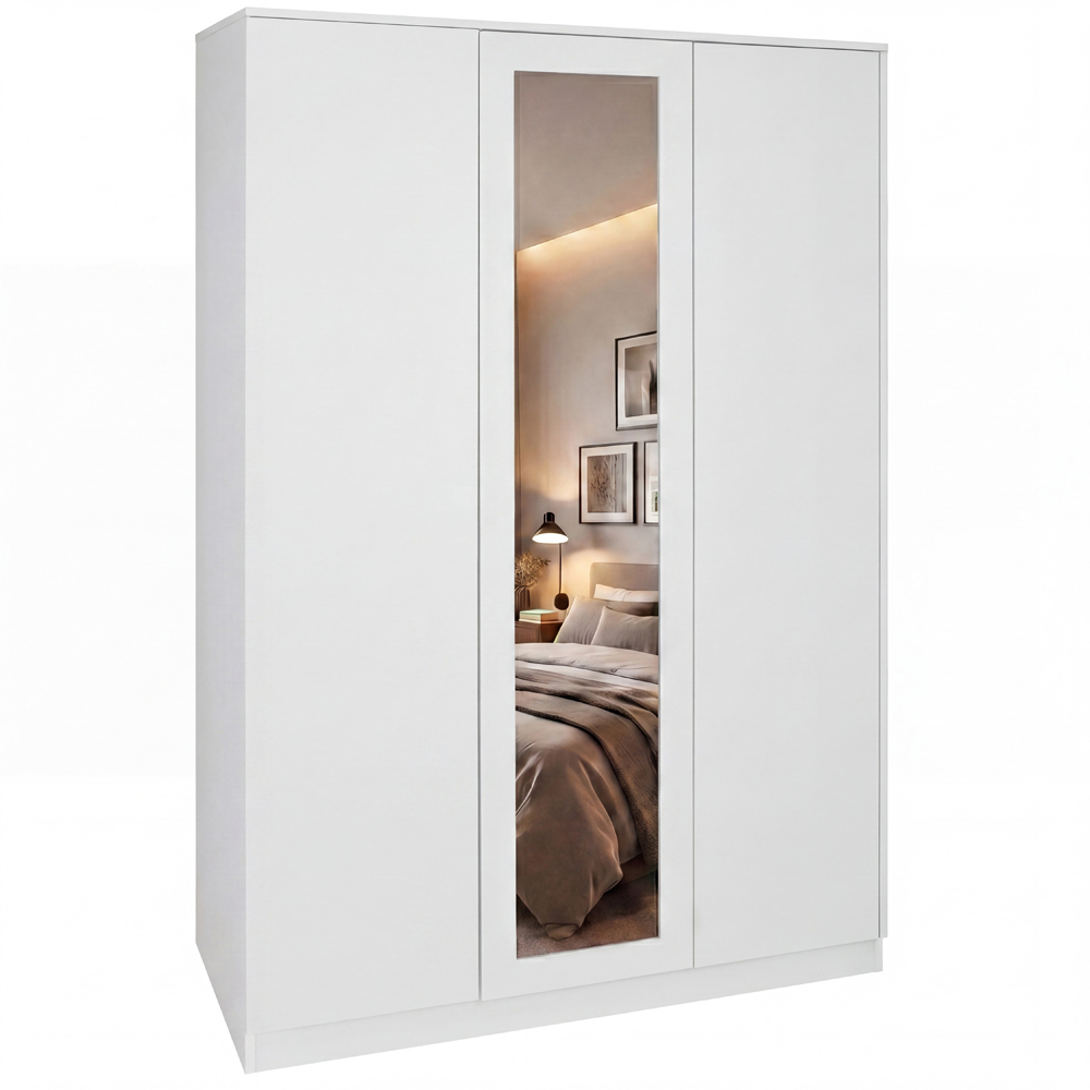VIDA DESIGNS Denver 3 Door White Mirrored Wardrobe Image 2