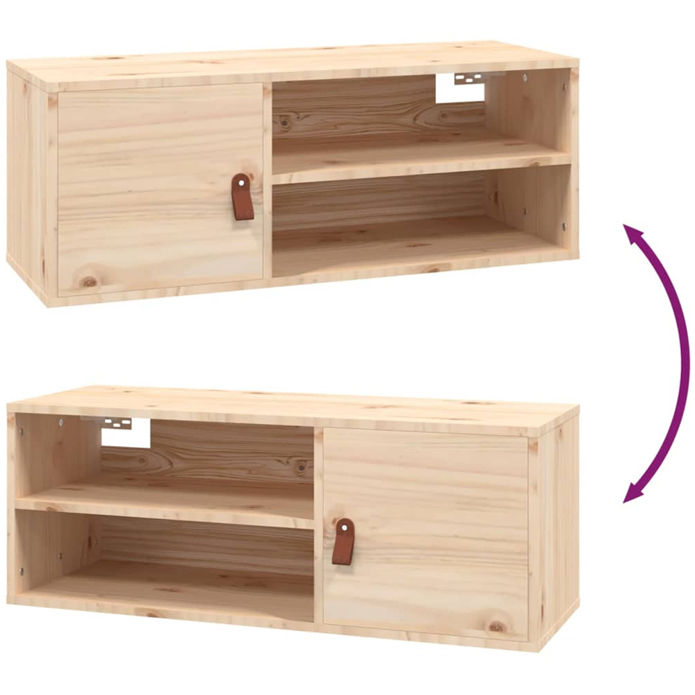 vidaXL Single Door 2 Shelf Natural Solid Pine Wood Wall Cabinet Image 7