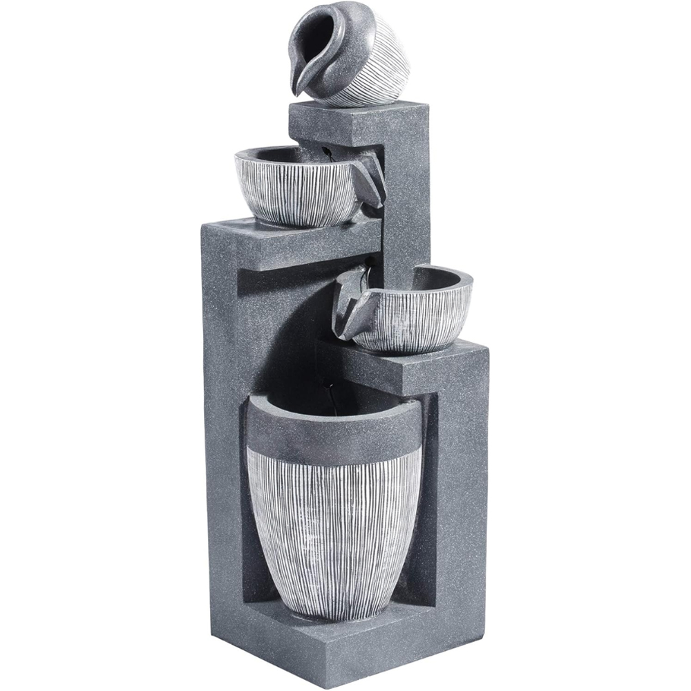 Serenity 4-Tier Cascading Bowls and Jars Mains Powered LED Water Feature Image 5