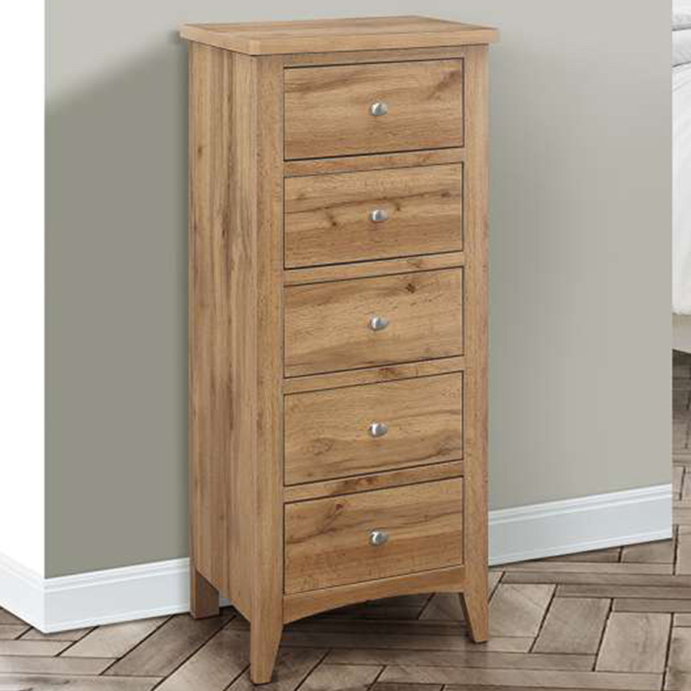 Hampstead 5 Drawer Tall Wooden Chest of Drawers Image 1