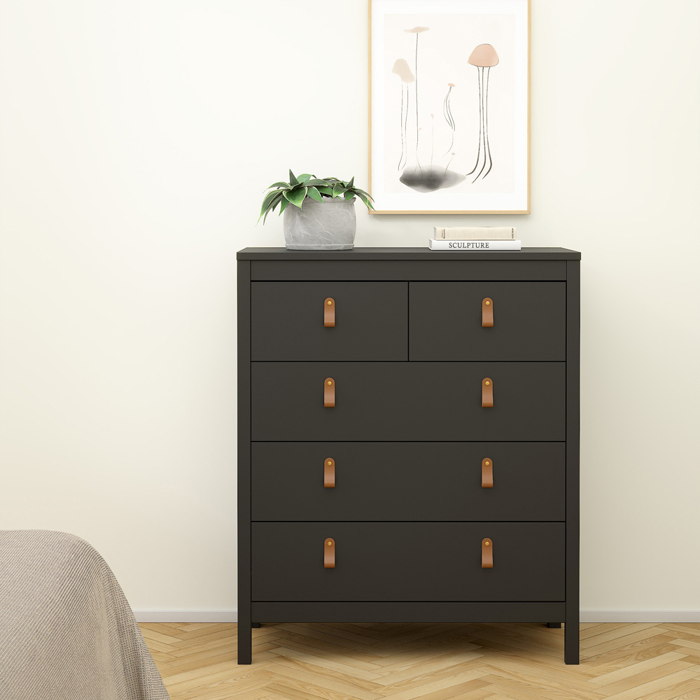 Florence Barcelona 5 Drawer Matt Black Chest of Drawers Image 6