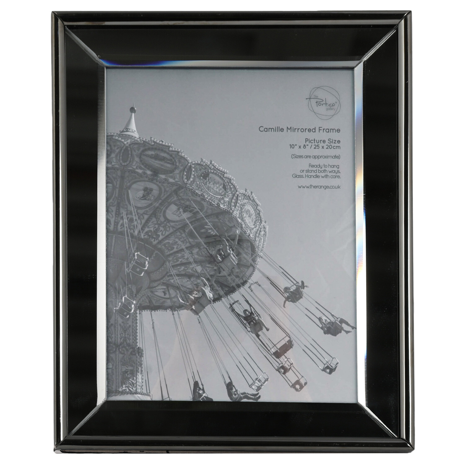 The Port. Co Gallery Camille Black Mirrored Photo Frame 10 x 8 inch Image