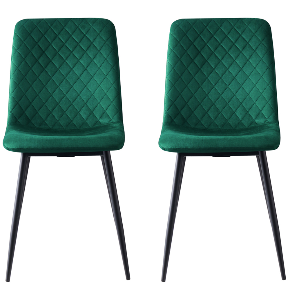 Lexi Set of 4 Green Velvet Fabric Dining Chairs Image 3