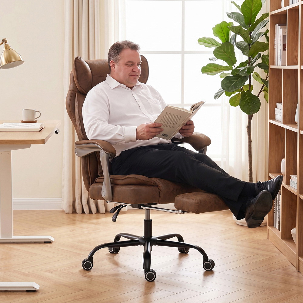 HOMCOM Dark Brown Big and Tall Office Chair with Lumbar Support Image 3