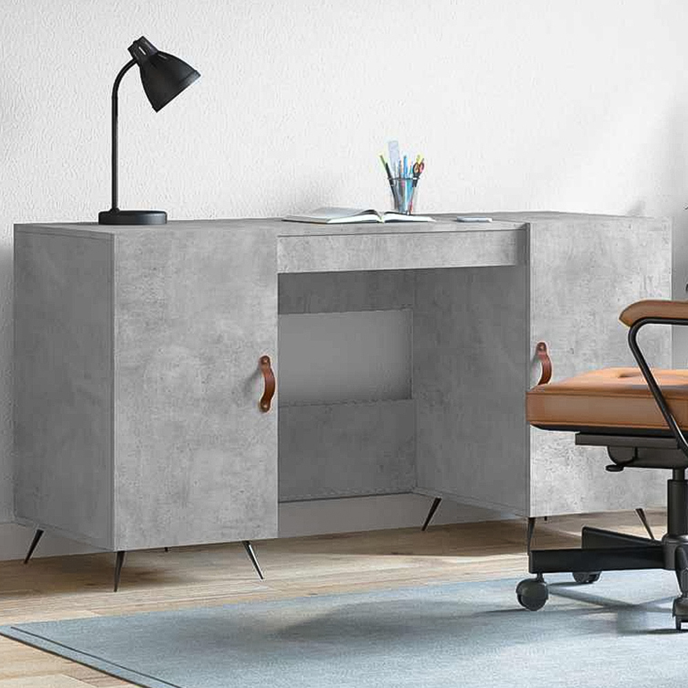 vidaXL 2 Door Computer Desk Concrete Grey Image 1