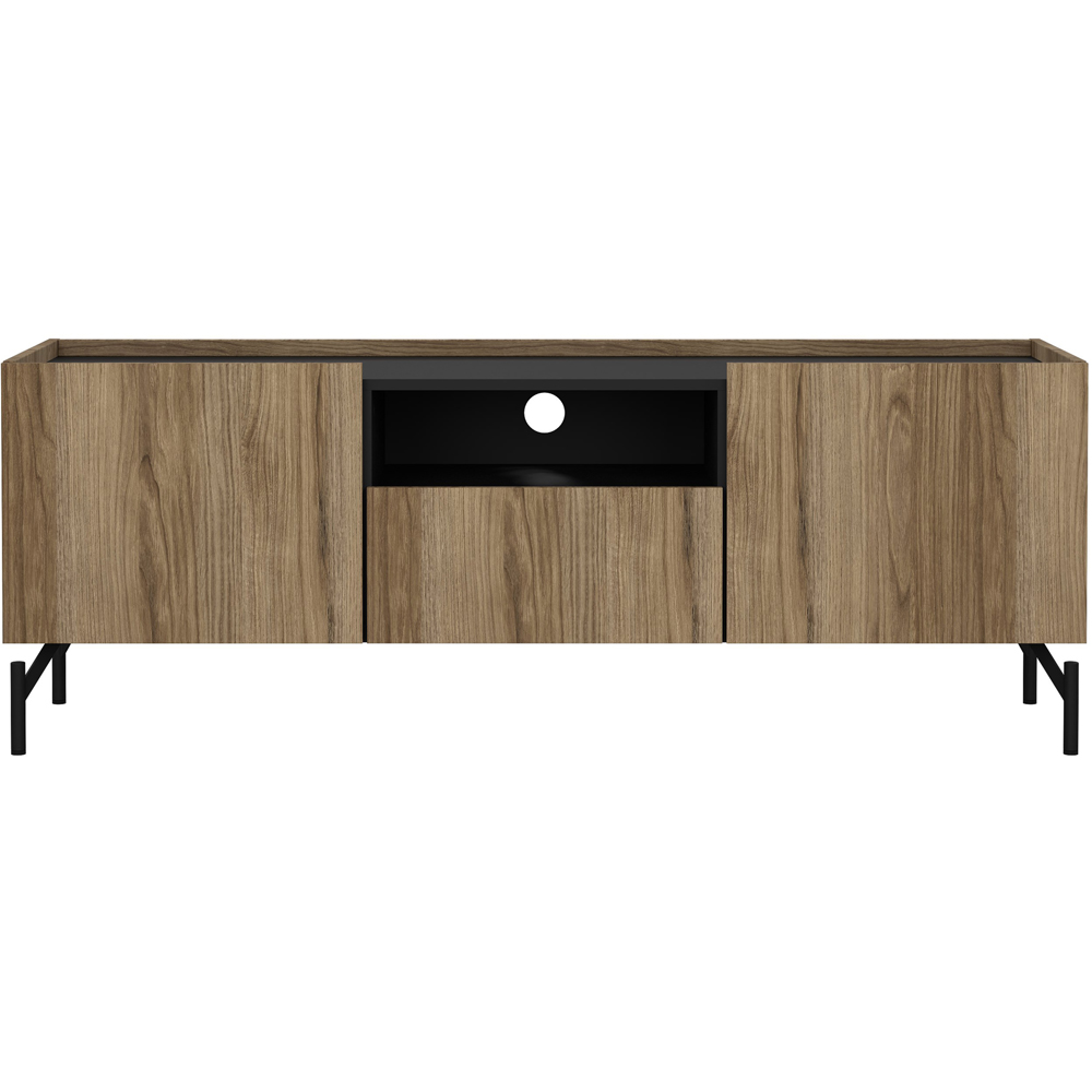 Furniture To Go Kendall 2 Door Single Drawers Oak and Black TV Unit Image 3