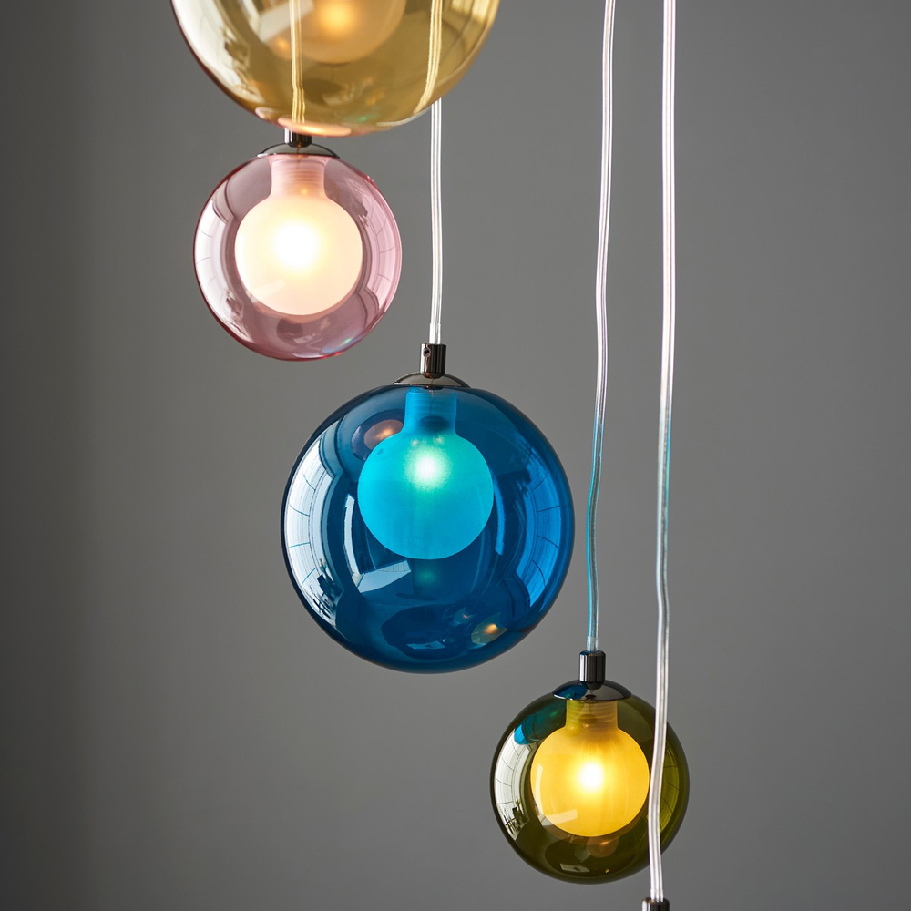 Merano Cagliari Multicoloured Glass Black Chrome Plate Pendant Light Image 4