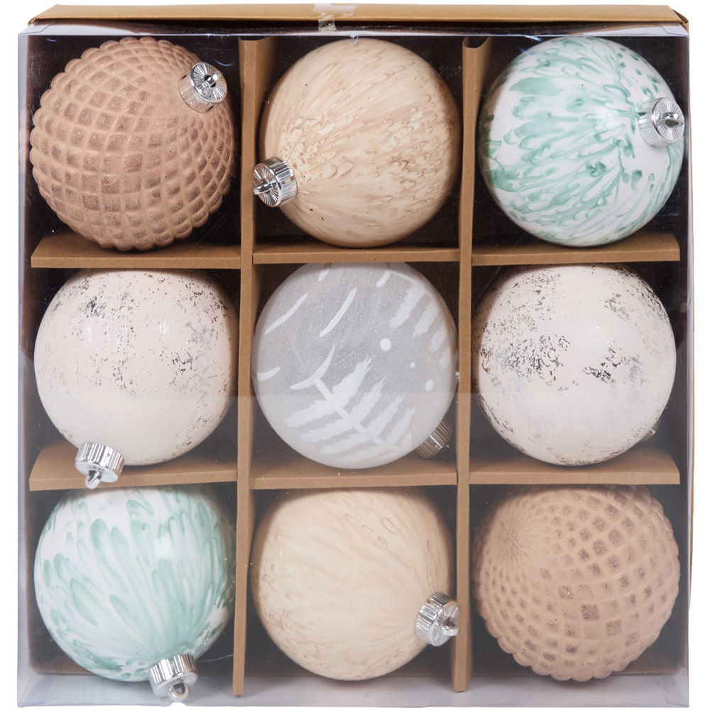 Pack of 9 Nordic Noel Style Baubles Image 1