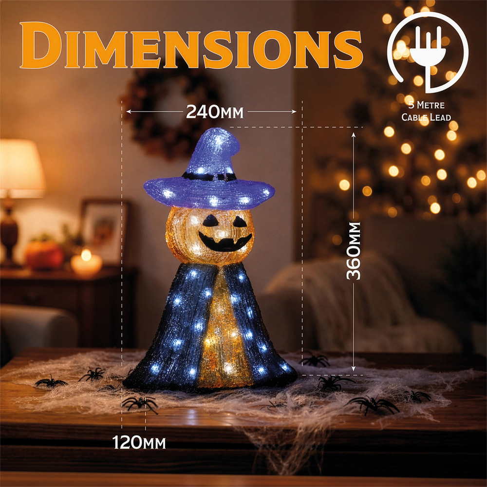 FXLab 50 White LED Pumpkin and Ghost Halloween Decoration 24 x 12 x 36cm Image 8