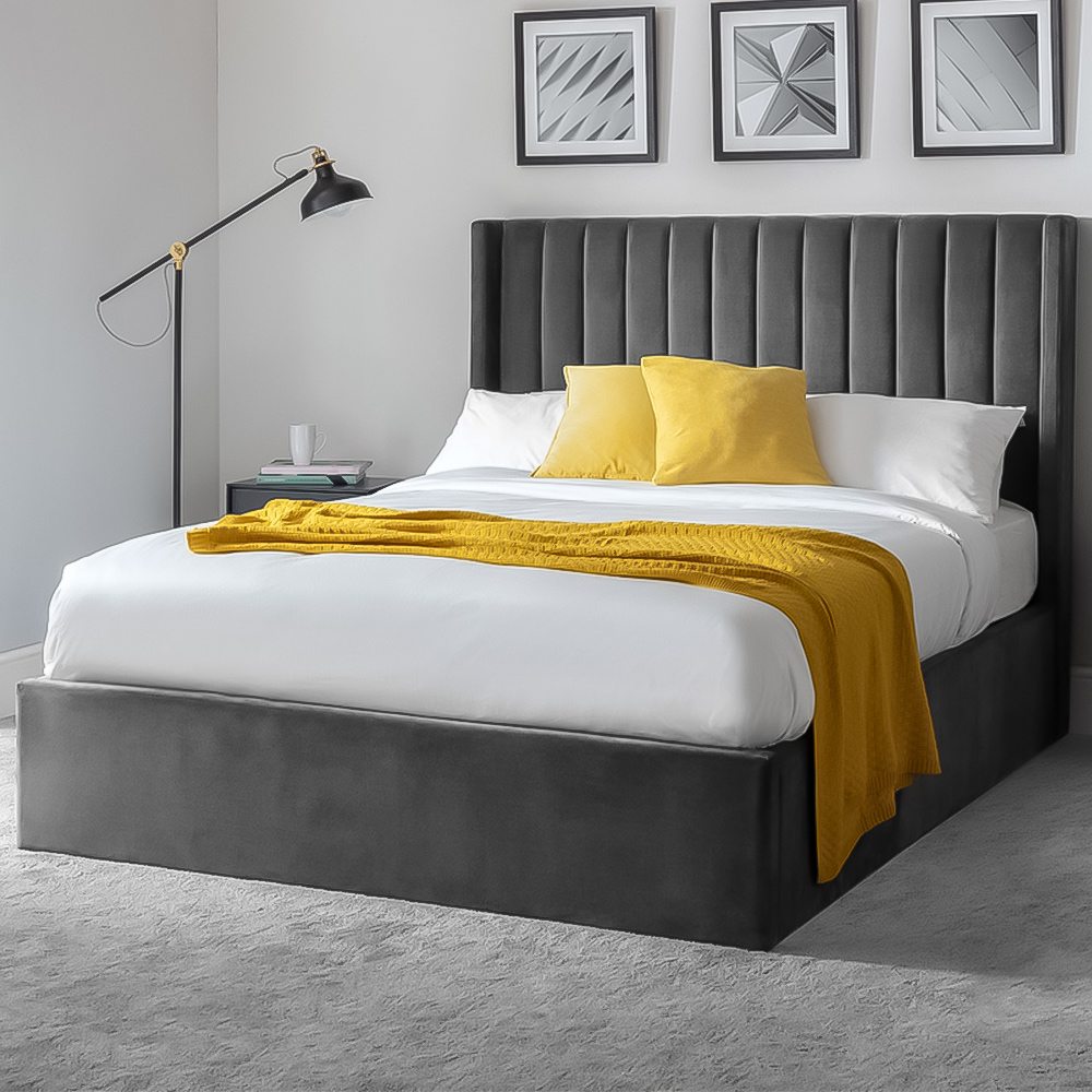 Julian Bowen Langham King Size Grey Storage Ottoman Bed Image 1