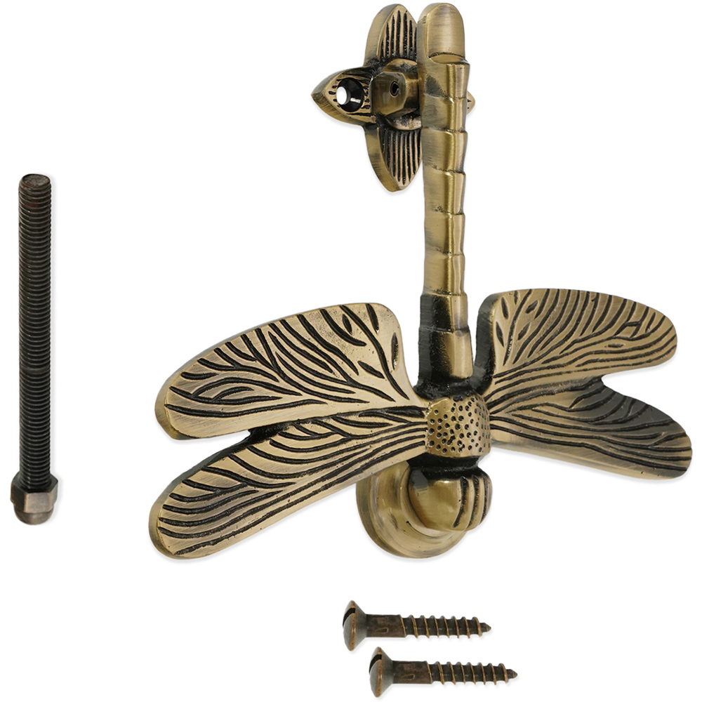 Spira Brass Antique Brass Dragonfly Door Knocker Image 4