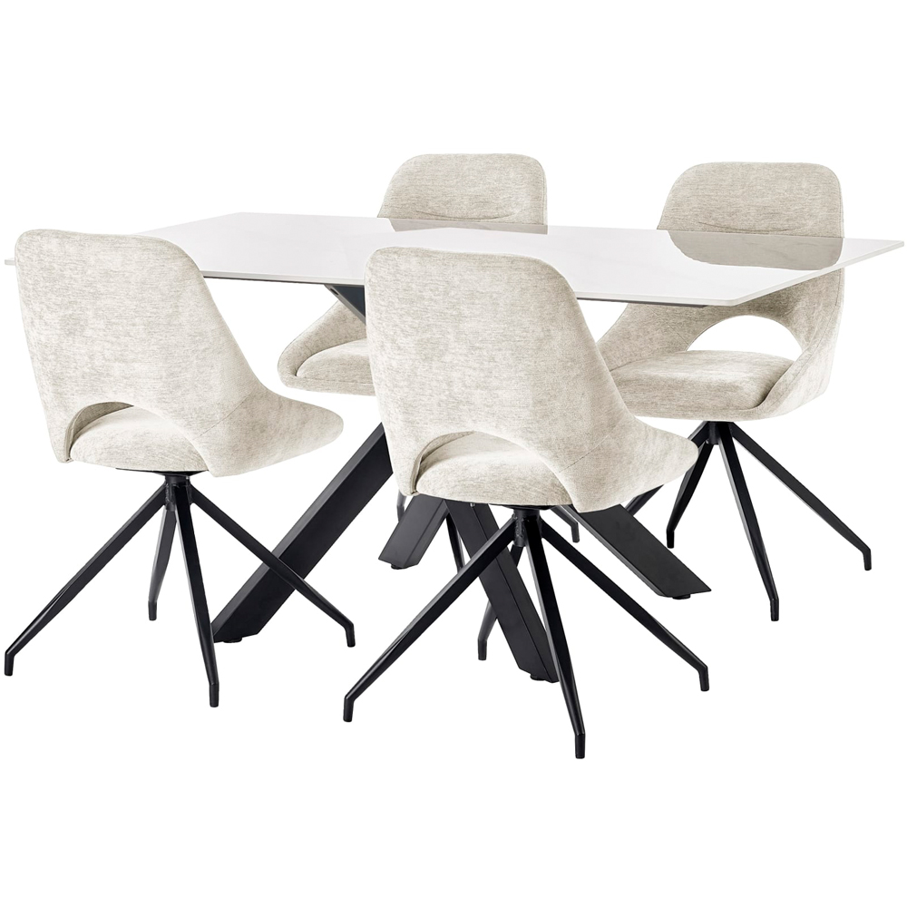 Julian Bowen Jonah Set of 2 Cream Chenille Upholstered Swivel Dining Chair Image 5