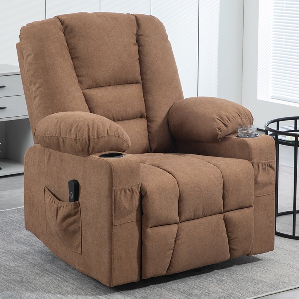 HOMCOM Brown Power Lift Recliner Chair with Remote Image 1