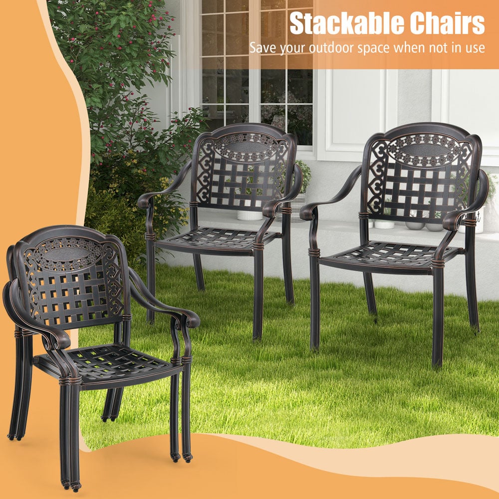 Costway Bronze Cast Aluminium Bistro Chair Set of 2 Image 7