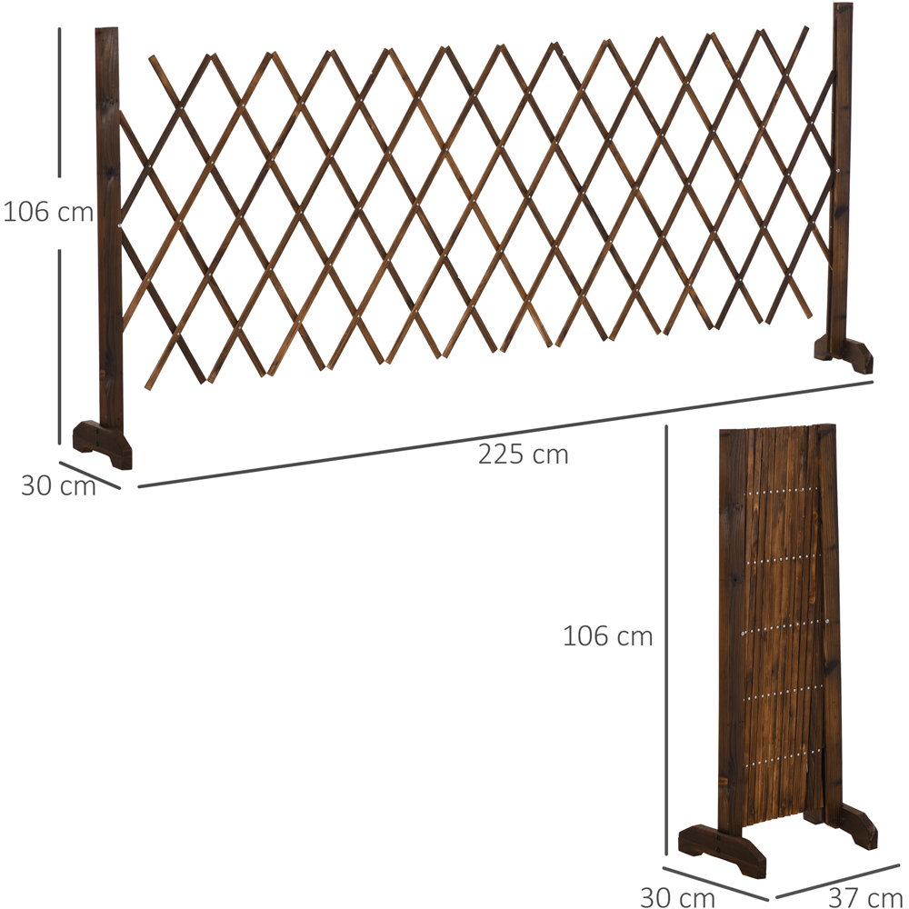 Outsunny Brown Scissor Grid 3 x 7ft Expanding Trellis Fence Panel Image 7