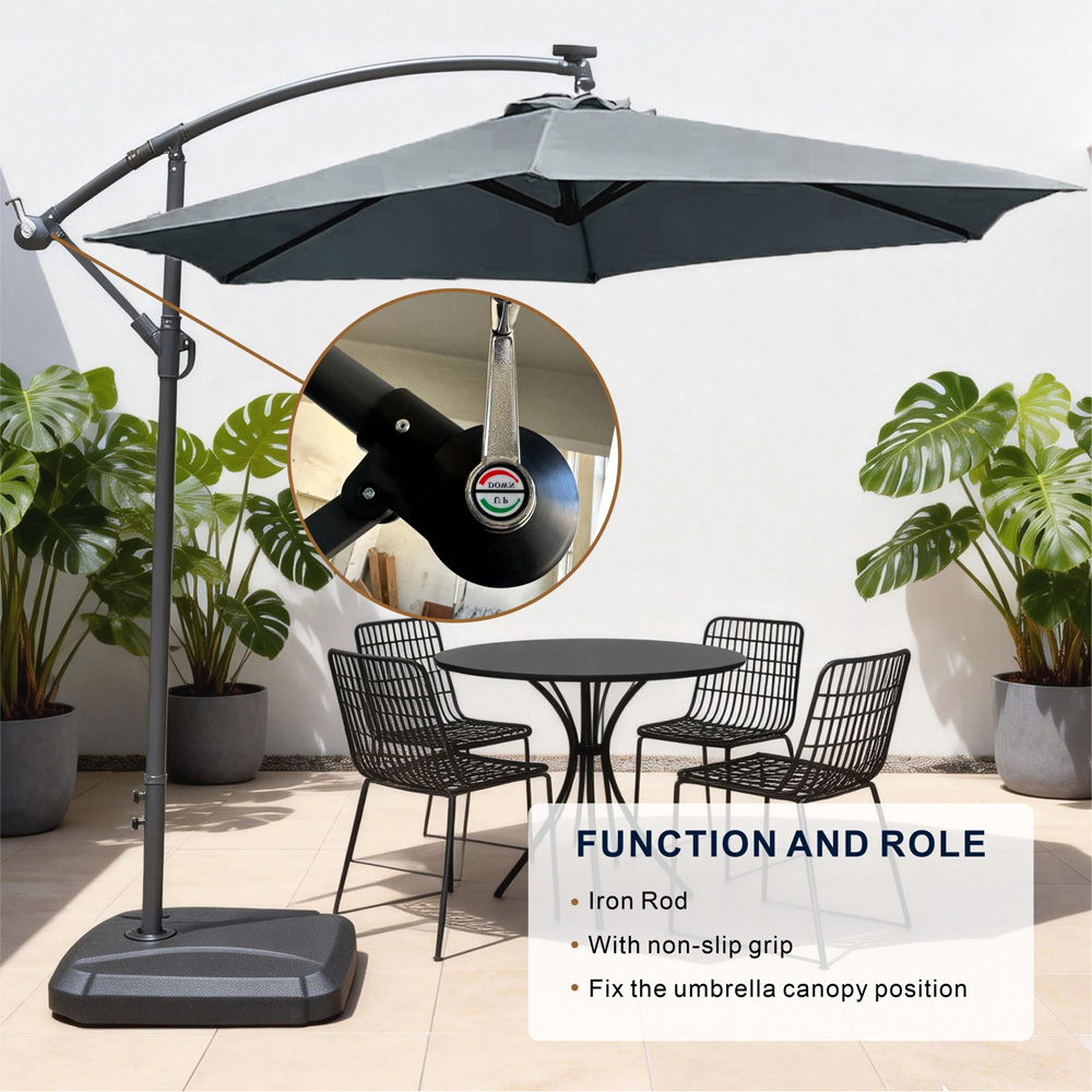 Direct Wicker Grey Crank Handle Cantilever Parasol 2.94m Image 7