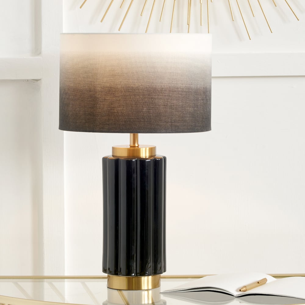 Pacific Lifestyle Lushan Black Scalloped Ceramic Table Lamp Image 2