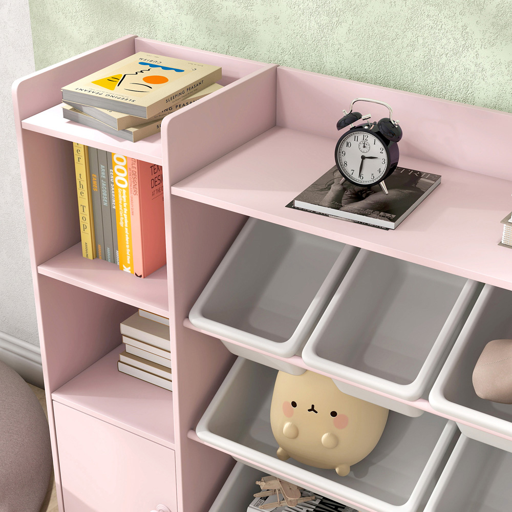 AIYAPLAY 2 Door 7 Shelf Pink Kids Toy Storage Organiser with 8 Removable Storage Bins Image 4