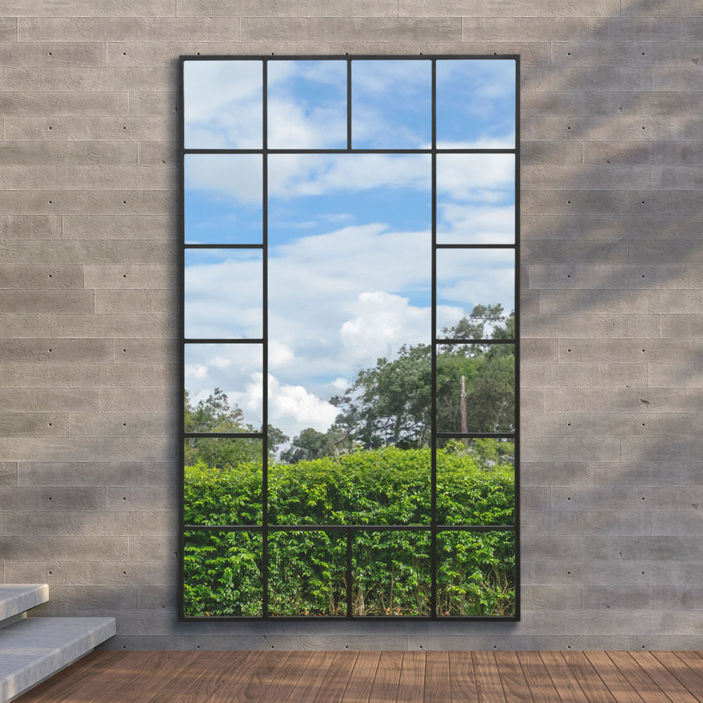 MirrorOutlet The Genestra Black Modern Wall and Leaner Garden Mirror 200 x 120cm Image 5