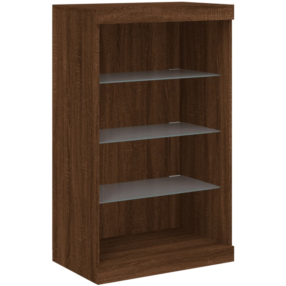 vidaXL 4 Drawer Brown Oak Narrow Sideboard with LED Lights Image 3