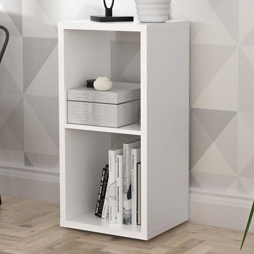 Florence Mauro 2 Shelf Matt White Bookshelf Image 1