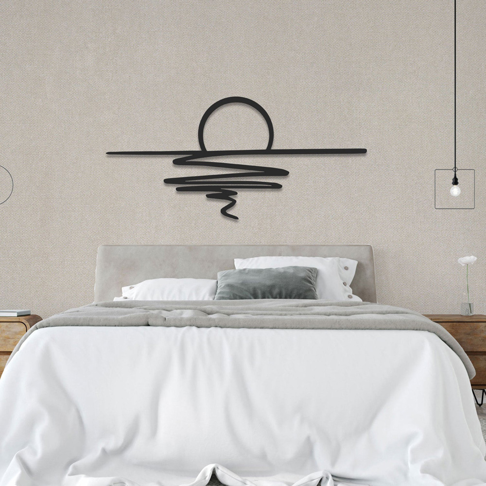 Decortie Sunset Minimalist Black Metal Line Art Wall Decor Image 3
