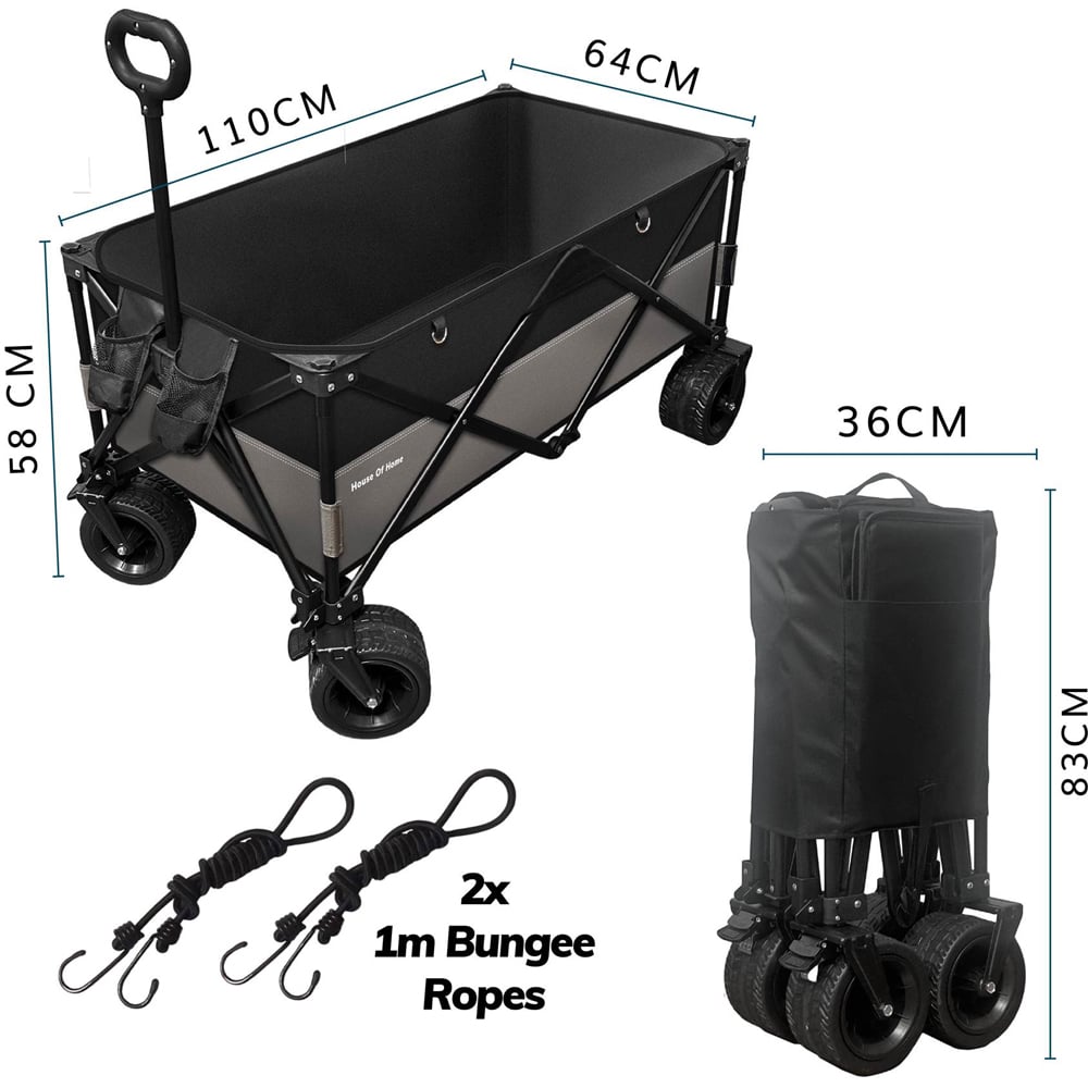 House of Home Black Folding Festival Trolley 220L Image 9