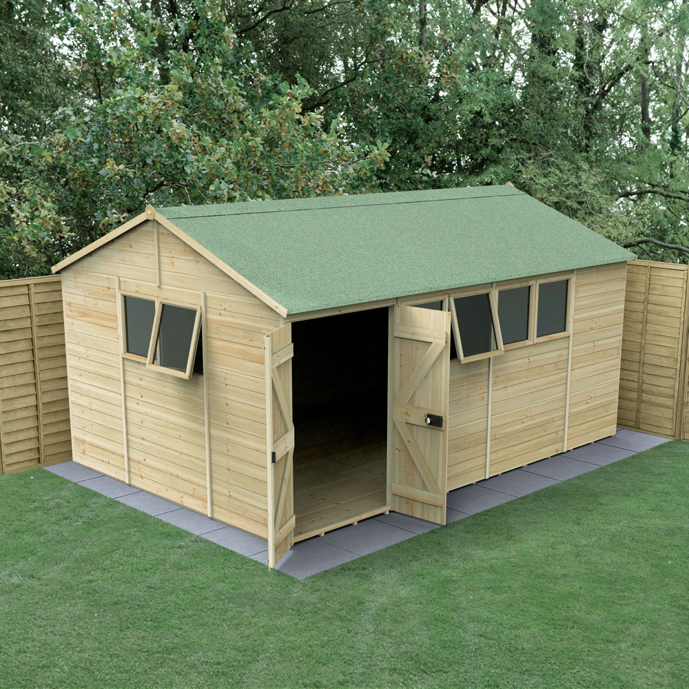 Forest Garden Timberdale 15 x 10ft 2 Opening Tongue and Groove Reverse Apex Garden Shed Image 2