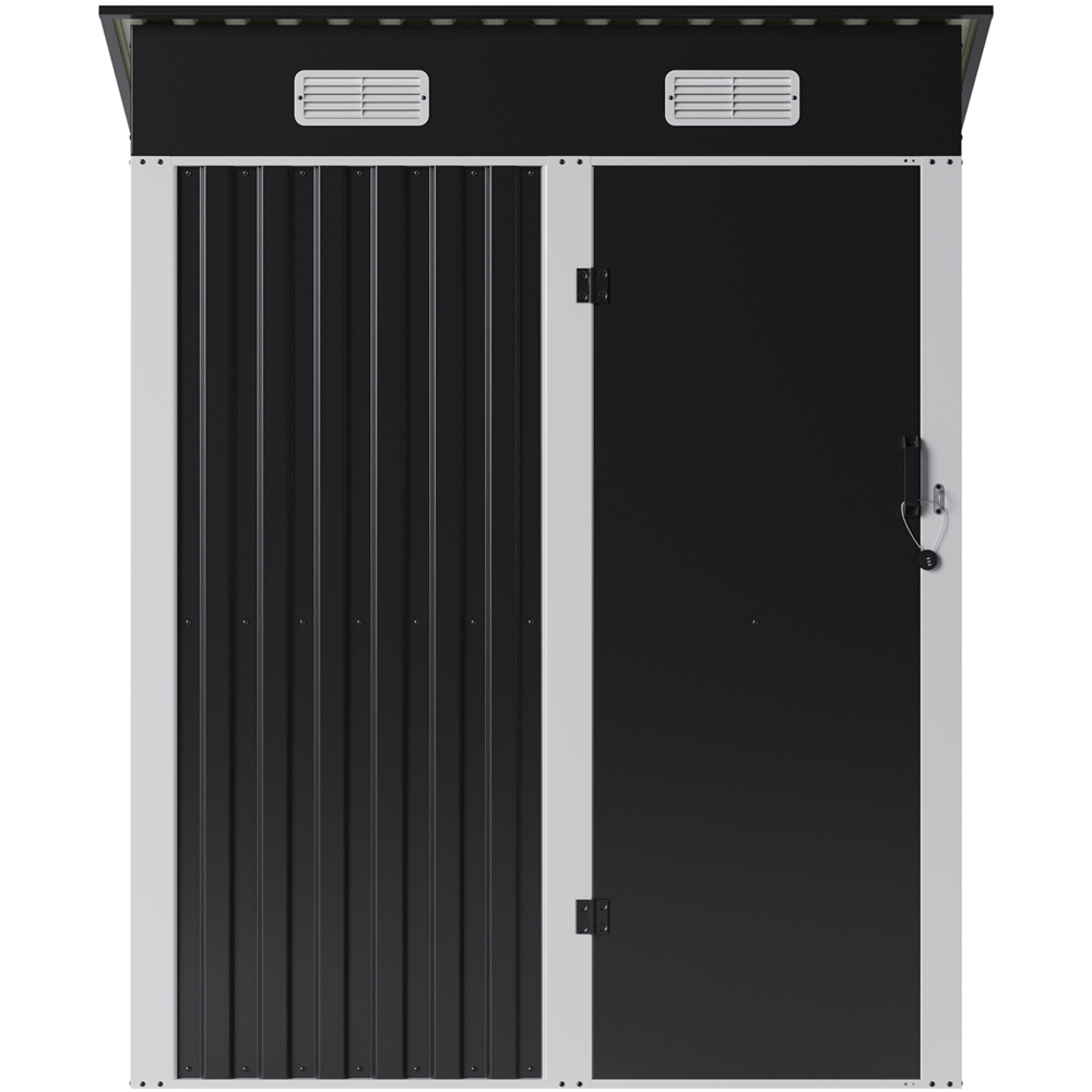 Living and Home 5 x 3ft Black Pent Quick Assembly Metal Garden Storage Shed Image 1