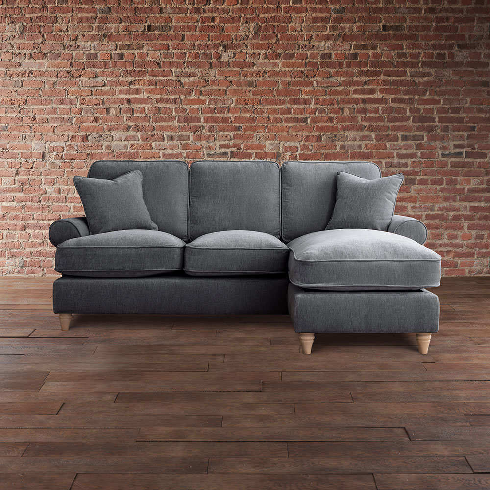 The Victoria 3 Seater Charcoal Right Hand Chaise Sofa Image 3