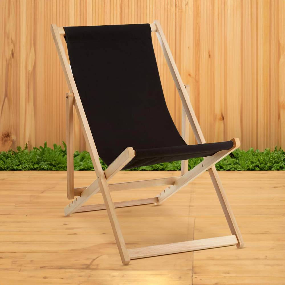 Interiors by Premier Beauport Black Deck Chair Image 1