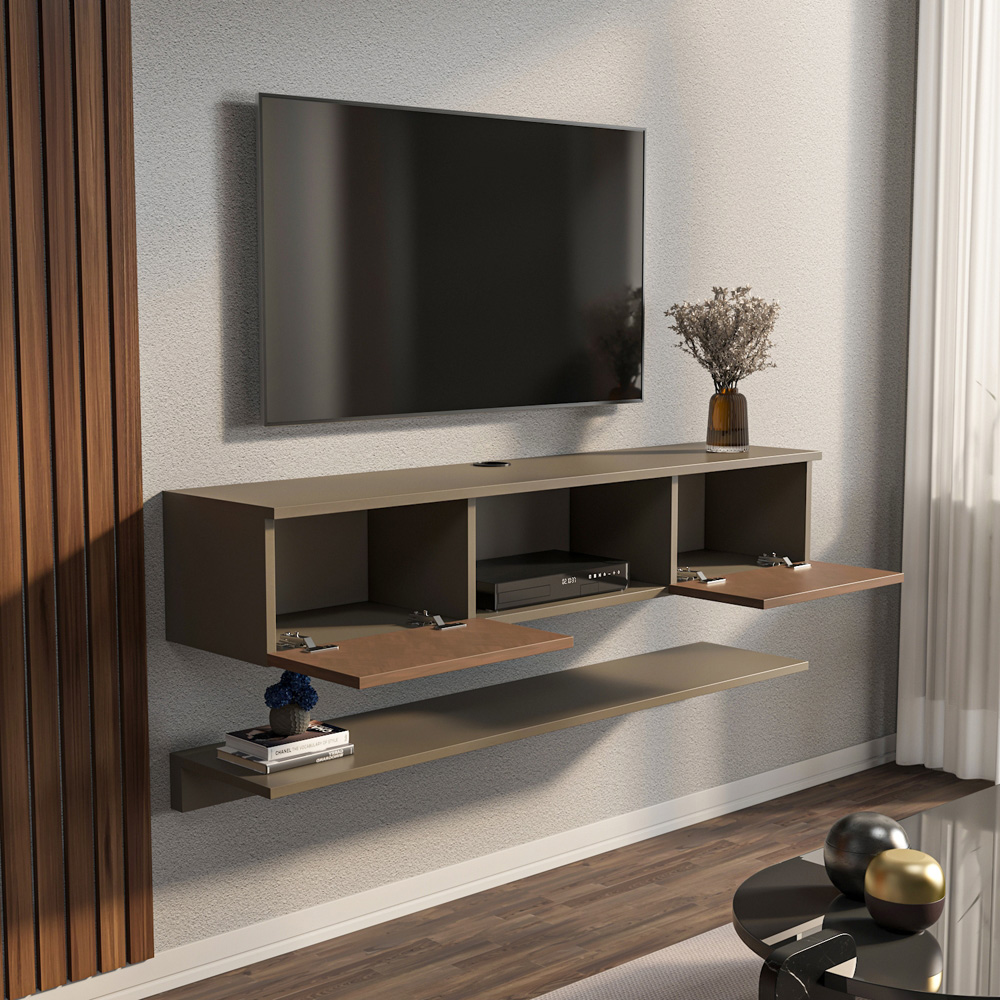 Decorotika Elia 2 Door Single Shelf Galaxy Vintage Wall Mounted TV Unit with Wall Shelf Image 4