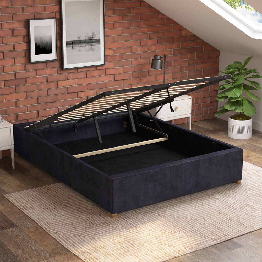 Aspire Furniture Small Double Ebony Plush Platform Ottoman Bed Image 2
