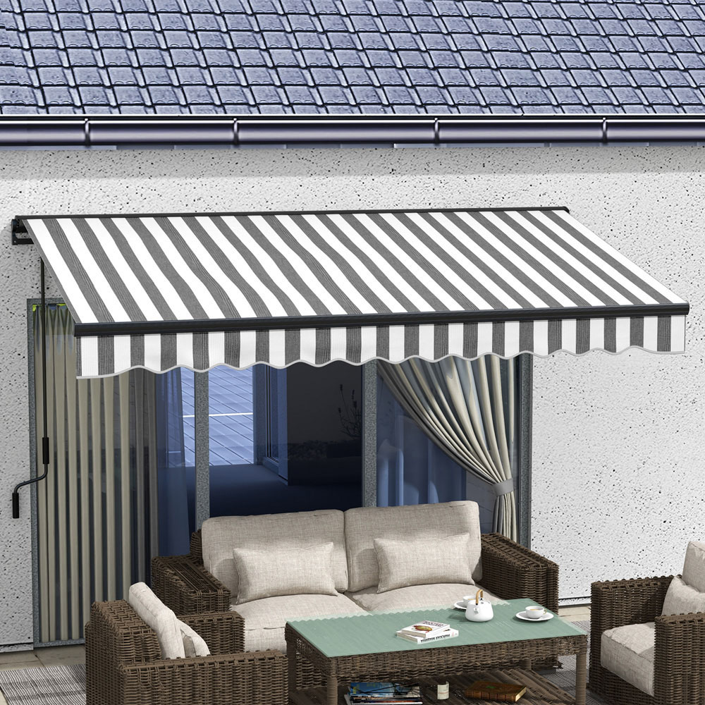 Outsunny Grey and White Aluminium Frame Electric Retractable Awning 3.5 x 2.5m Image 1