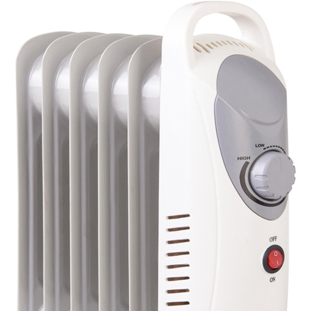 White 6 Fin Mini Oil Filled Radiator Image 3