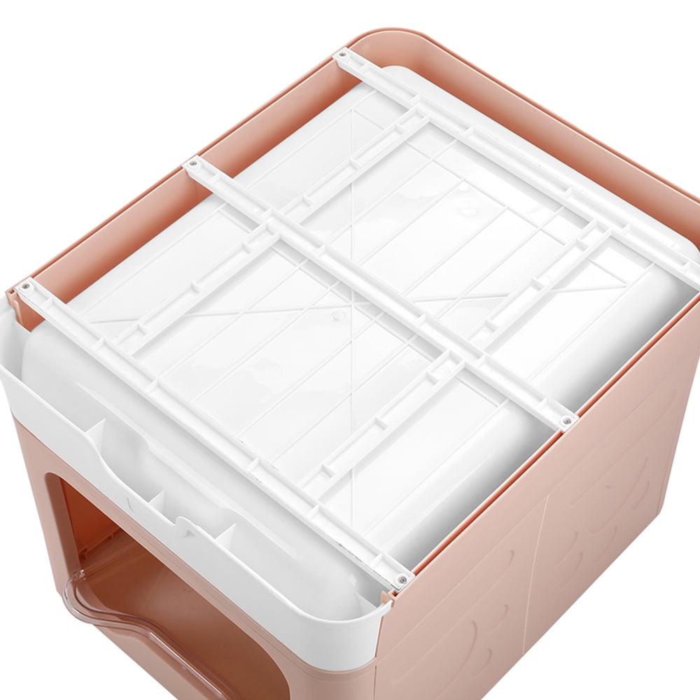 H&O Direct Plastic Foldable Pink Cat Litter Box with Top Entry and Scoop Image 6