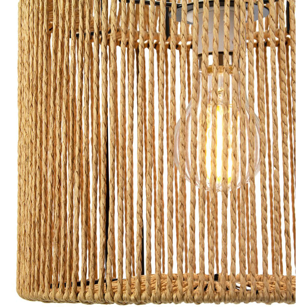 Happy Homewares Brown Thin Woven Rope Traditional Vintage Pendant Shade Image 3