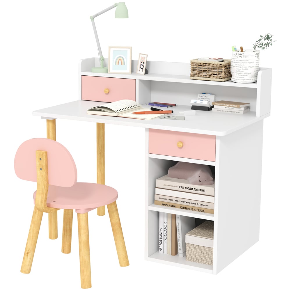 AIYAPLAY Pink Kids Desk and Chair Set Image 2