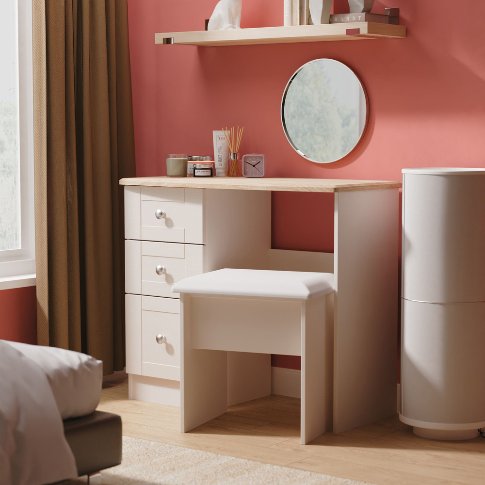 Crowndale Sussex 3 Drawer Kashmir Ash and Bardolino Oak Vanity Dressing Table Ready Assembled Image 7