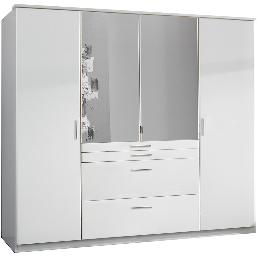 TJ'S Diver 4 Door 4 Drawer White Wardrobe Image 2
