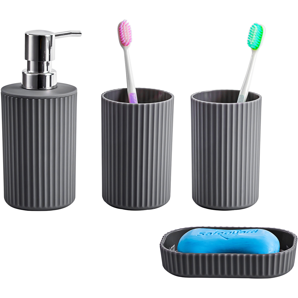 Innoteck Essentials 4 Piece Matt Grey Dish Dispenser and Tumbler Bathroom Accessory Set Image 2