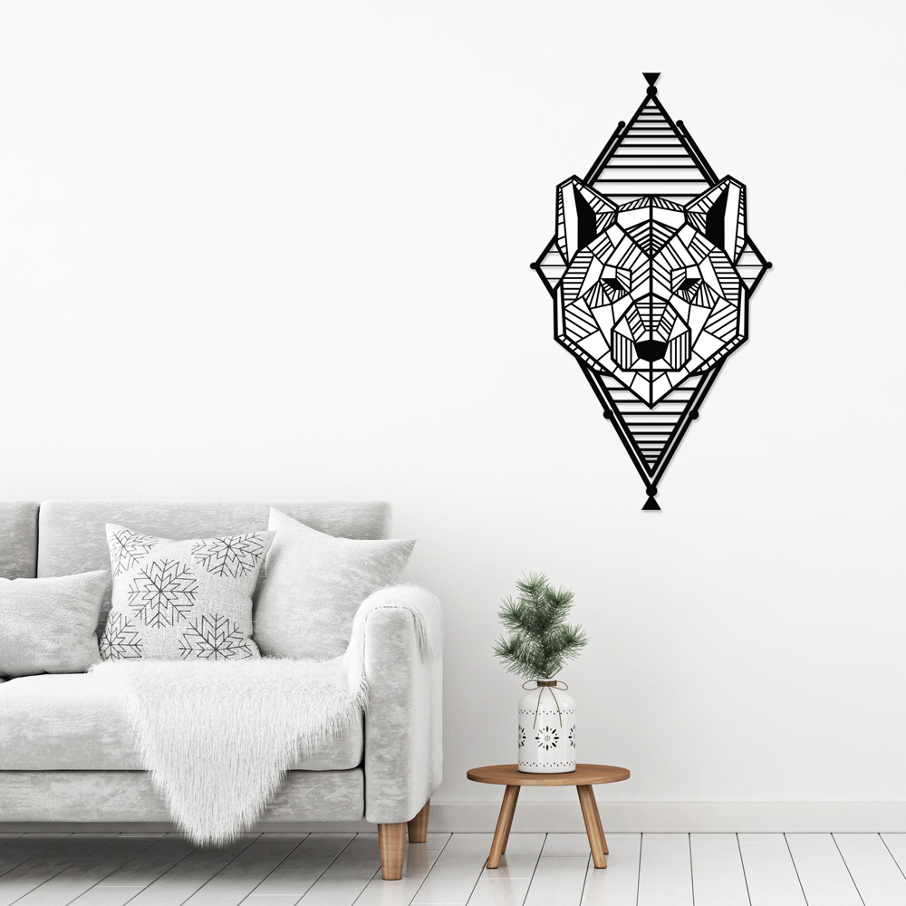 Decortie Geo Wild Modern Wolf Design Black Metal Wall Art Image 2